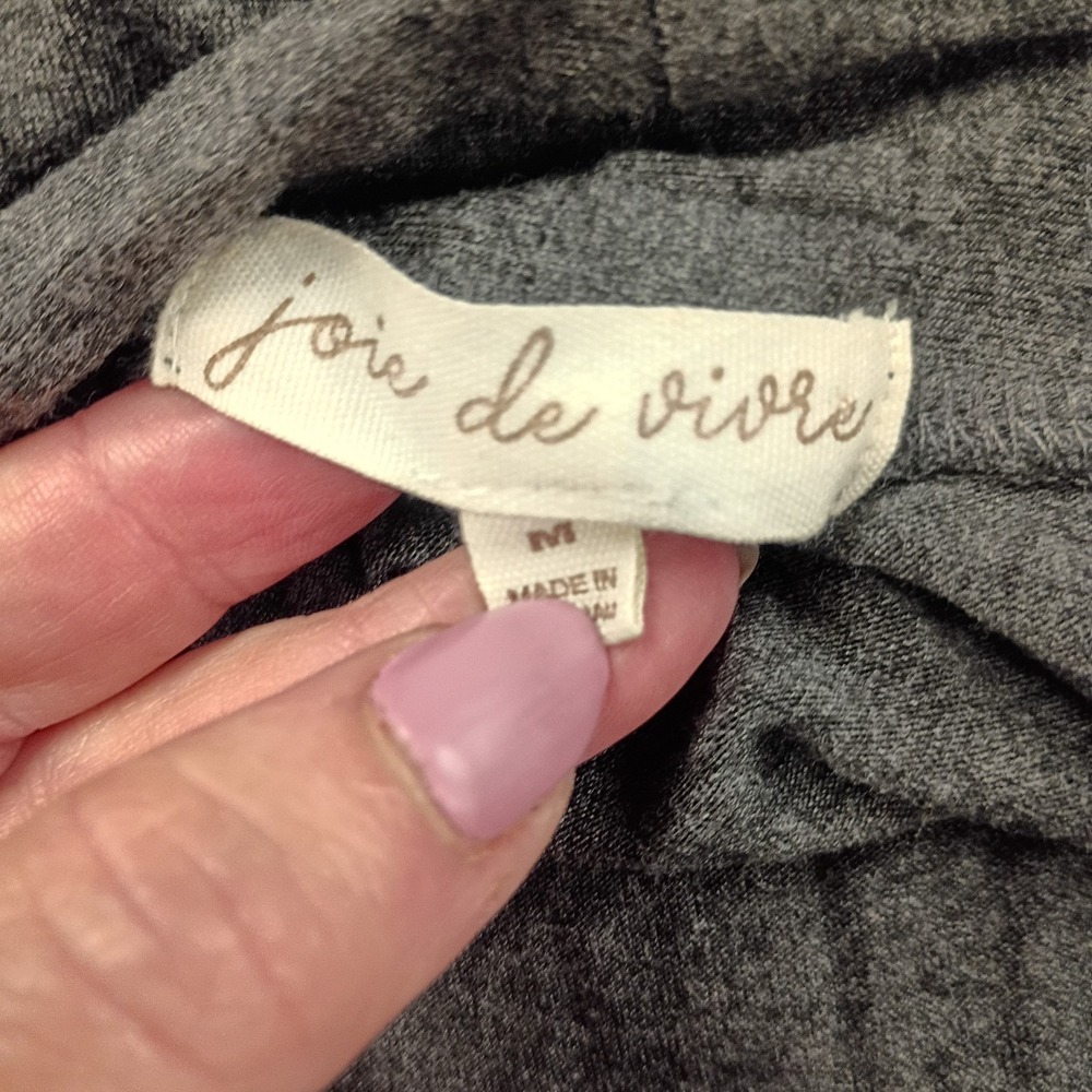Joie De Vivre Cardigan Sweater Women Medium Gray Rayon Stretch Open Front Winter - Picture 3 of 6